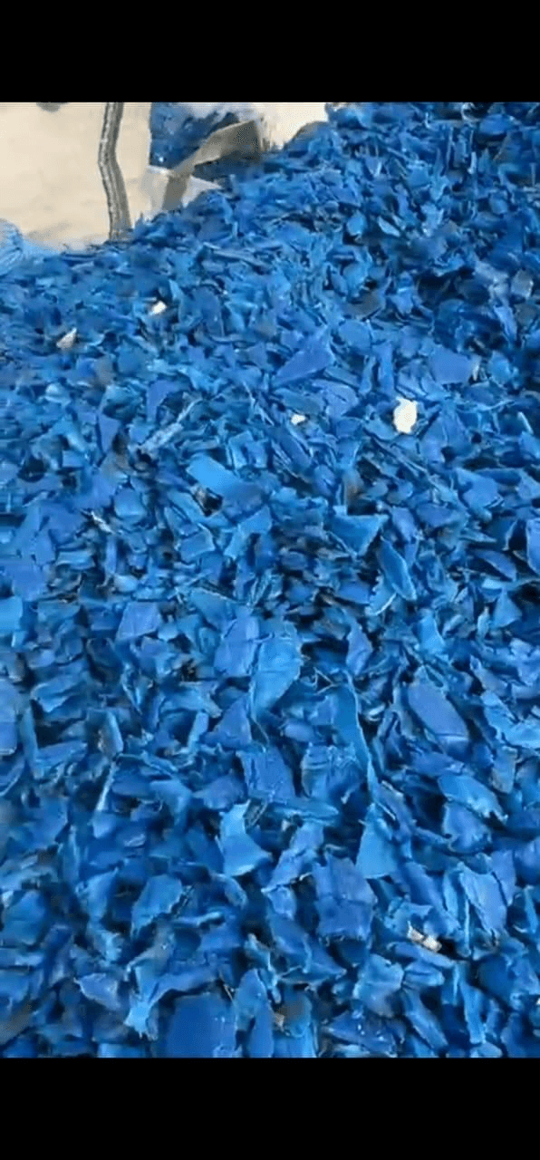 Blue Rigid Plastic Regrind / Shredded Flakes